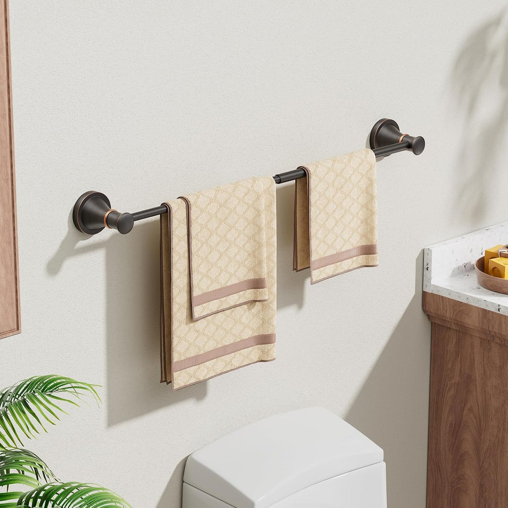 Towel Racks Wall Mounted Bath Towel Bar Oil Rubbed Bronze | Adjustable 16-26 In, Wall Mounted Towel Holder, Stainless