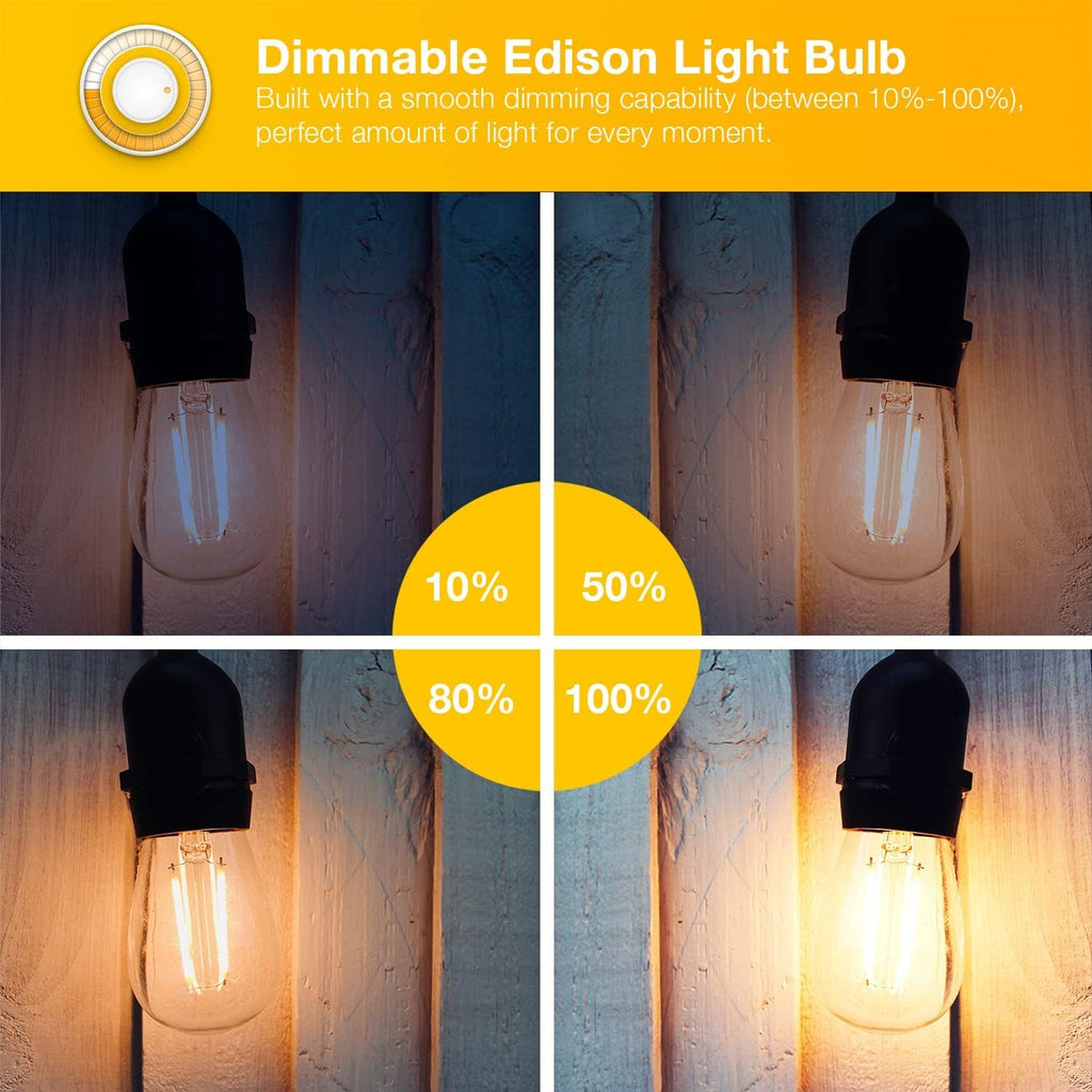 4 Pack Vintage LED Edison Bulbs, E26 Led Bulb 60W Equivalent, Dimmable Led Light Bulbs, High Brightness 800 LM Warm
