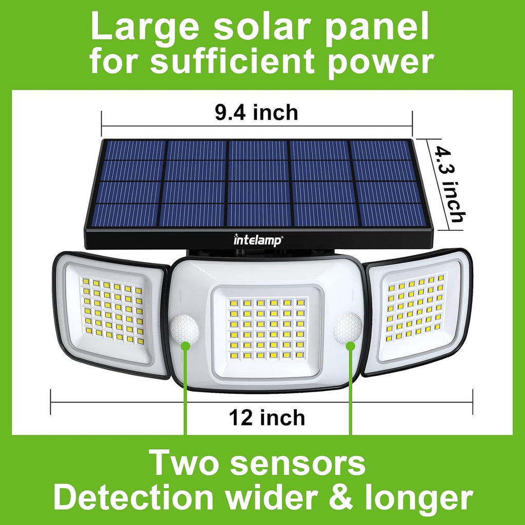 Solar Outdoor Lights, Motion Sensor with Dual Sensors Waterproof | Solar Flood Lights 270°Wide Angle for Outside with