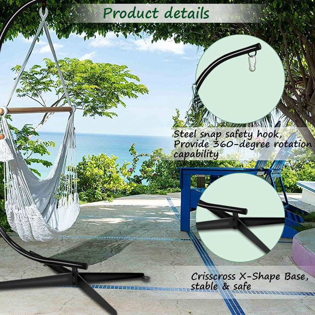 Chair Stand, Hanging Hammock Chair Stand C Stand Outdoor Indoor Solid Steel Heavy Duty Stand Only Construction for