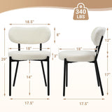 Dining Chairs Set of 2, Boucle Comfortable Upholstered Seat Fabric with Curved Backrest