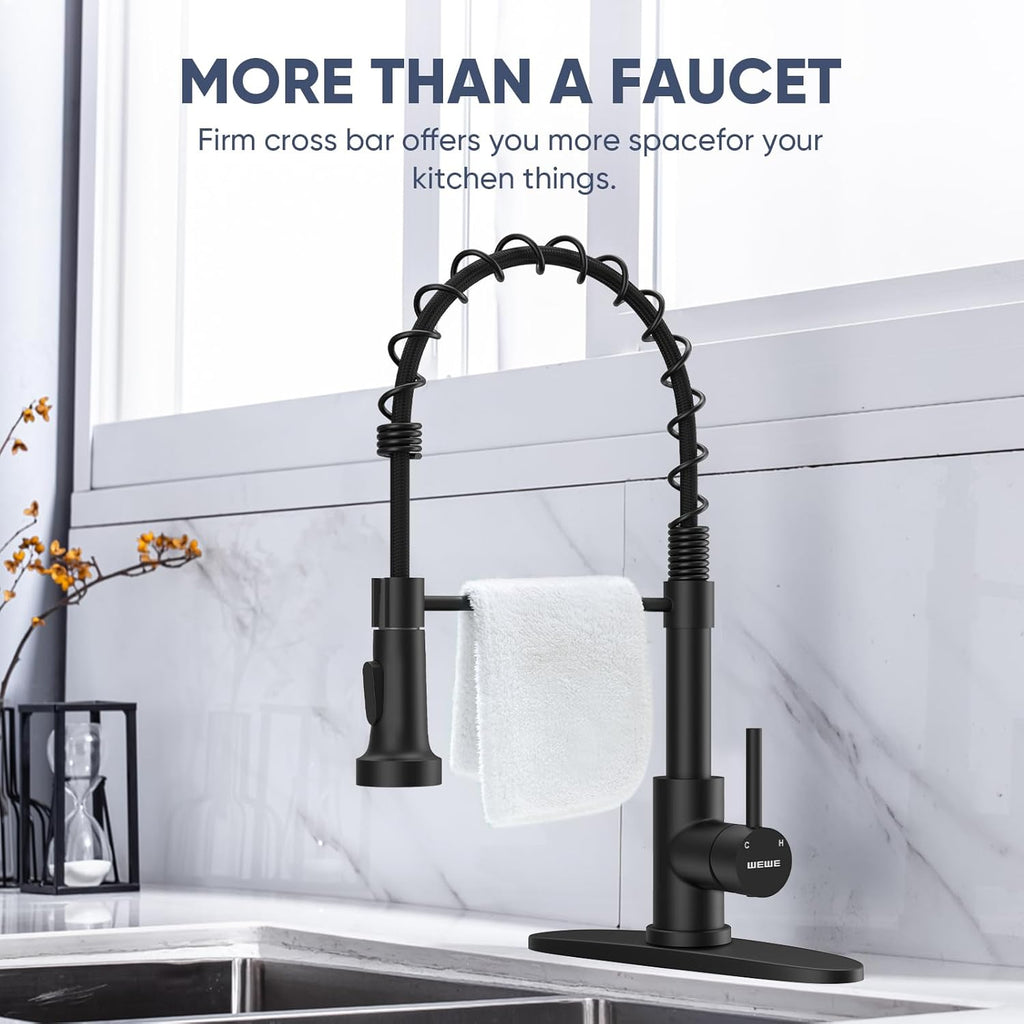 Kitchen Faucets with Pull Down Sprayer Commercial Industrial Stainless Steel Single Handle Single Hole Spring