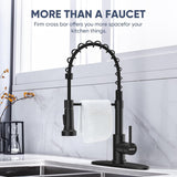 Kitchen Faucets with Pull Down Sprayer Commercial Industrial Stainless Steel Single Handle Single Hole Spring
