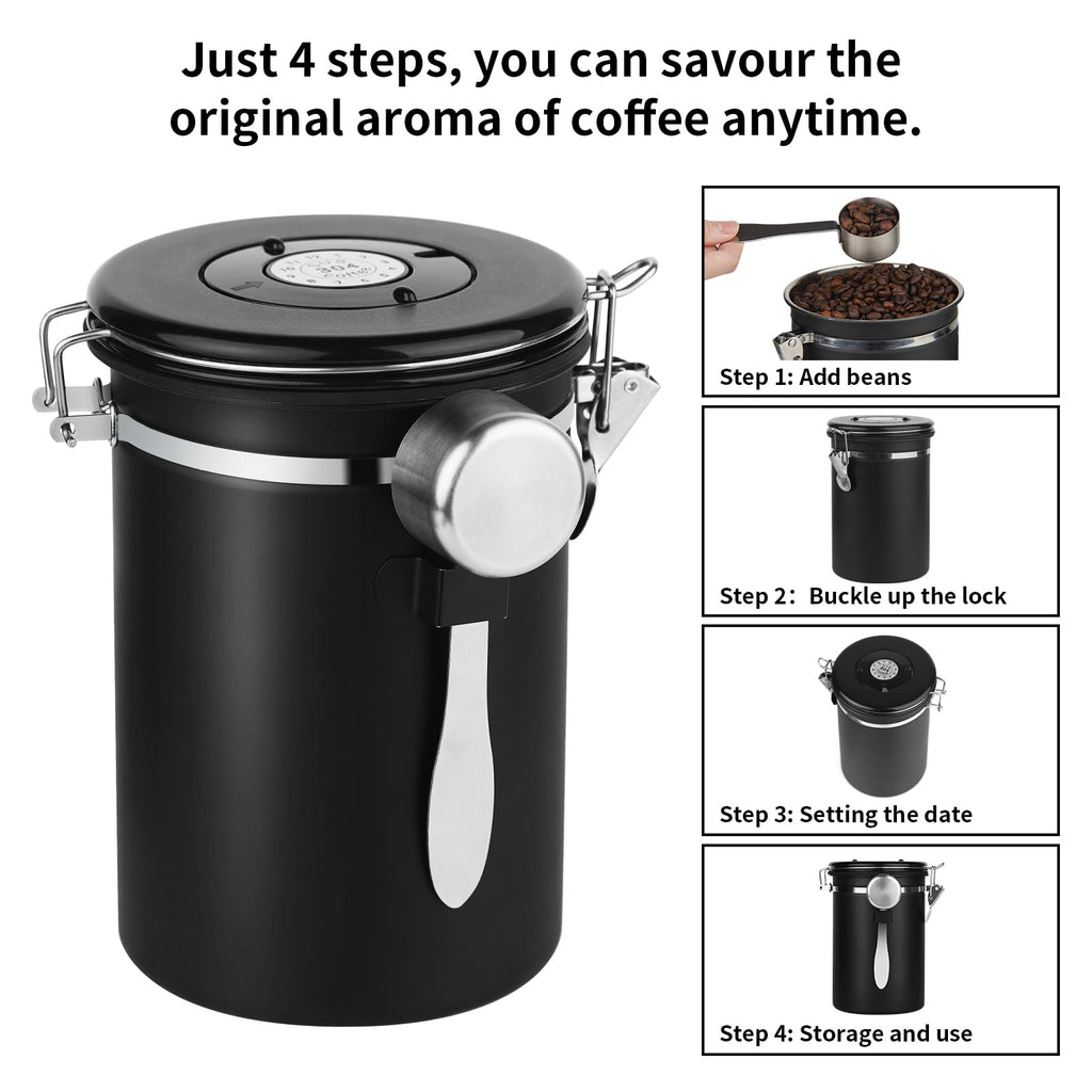 22oz Stainless Steel Airtight Coffee Canister with Date Tracker