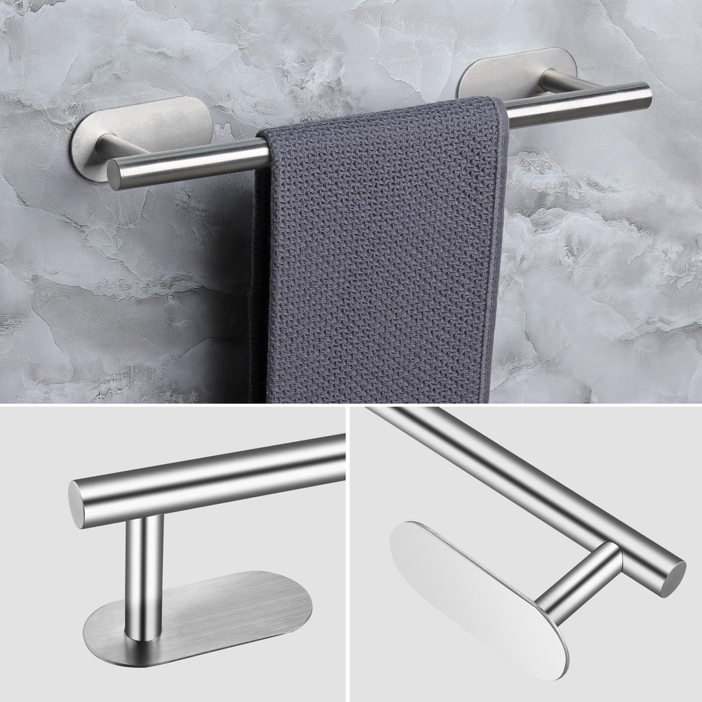 Self Adhesive Towel Bar, Wall Mount No Drill Bathroom Hardware Set