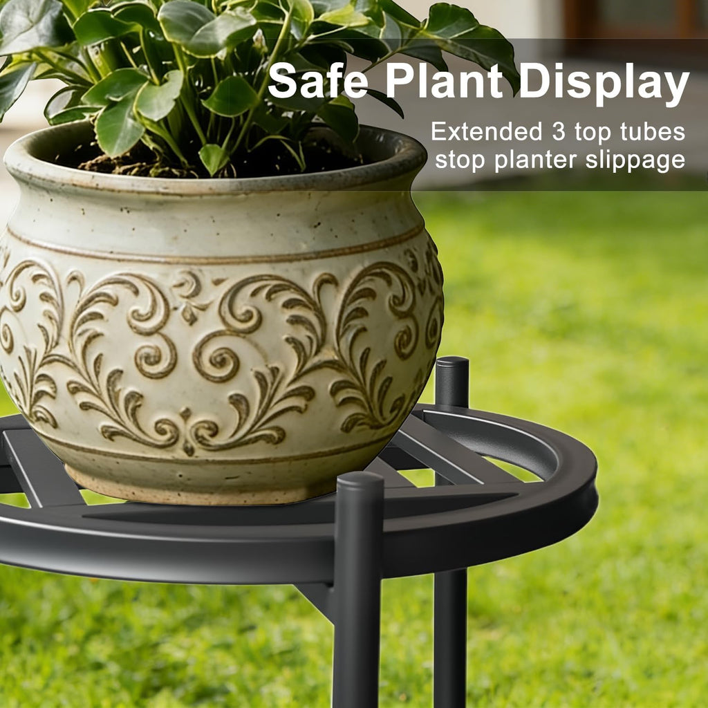 Metal Heavy Duty Plant Stand Indoor Outdoor,φ13×30" H 2-Tier Plant Stands, Tall Plant Holder for Large Pots,Outside