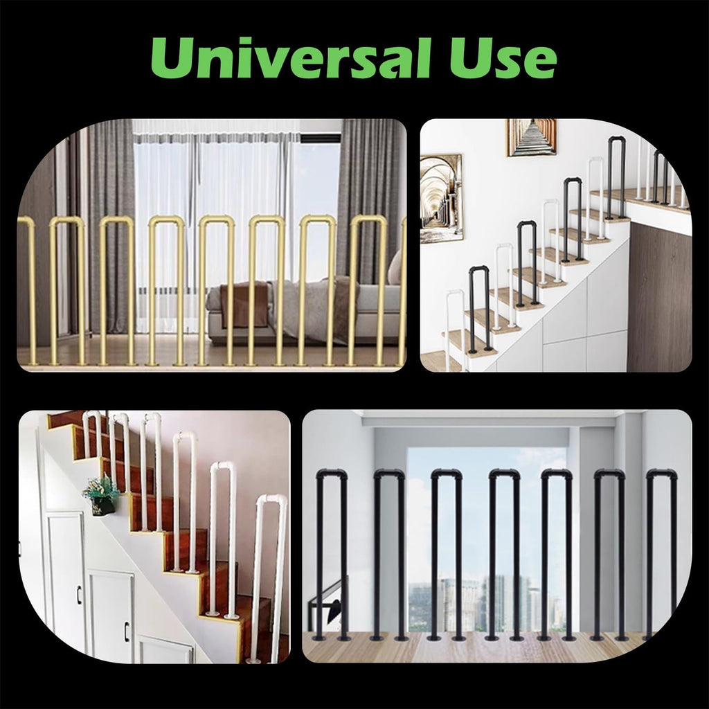Black Railing for Stairs Indoor, Pre Assembled Staircase Balyuster with Screws, Wooden Steps Stair Balusters Floors