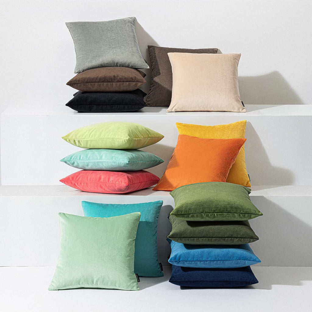 Pack of 2 Velvet Decorative Throw Decorative Pillow Cover Soft Solid Square Cushion Case