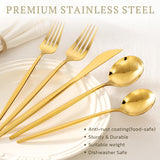 Silverware Set 48-Piece Gold Flatware Set with Steak Knives Food-Grade Stainless Steel Cutlery Set for 8 Mirror