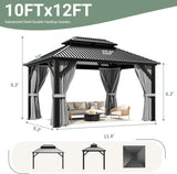 10'x12' Gazebo Hardtop Gazebo, Aluminum Frame Pergola with D - Image 2