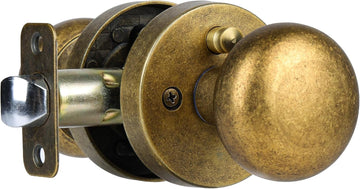 Antique Brass Bronze Door Knob Privacy Door Knobs Interior with Push-Button Vintage Door Knob with Lock and Bathroom