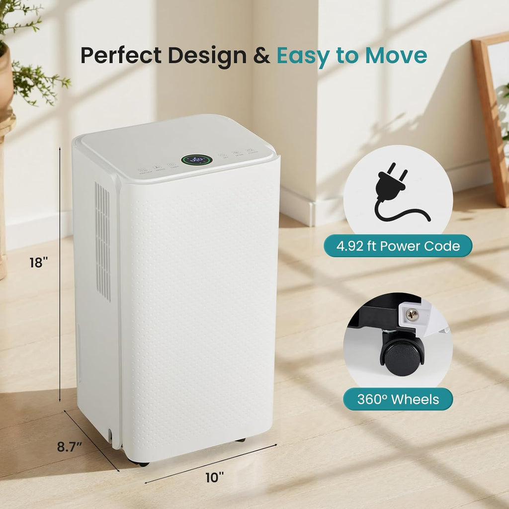 30Pints Dehumidifier with Drain Hose, Most Efficient Energy Star, 2,000 Sq.Ft Dehumidifier for Basement, 2L Tank 38dB