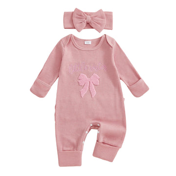 Nebworn Baby Boy Waffle Knit Romper Long Sleeve Ruffle Butt Onesie Fall Winter Clothes Coming Going Home Outfit