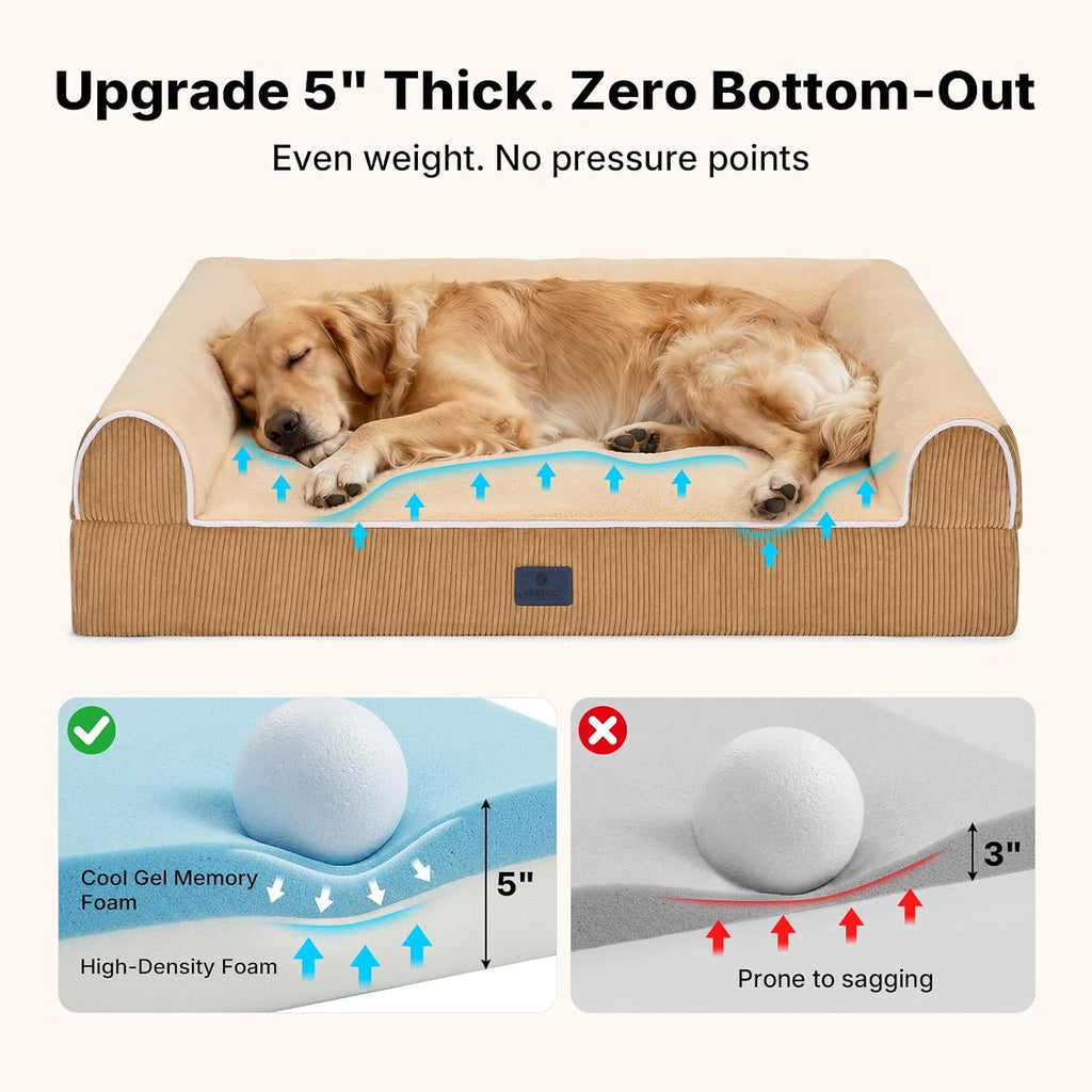 Orthopedic Dog Bed for Medium Size Dogs, 5" Extra Thick Memory Foam