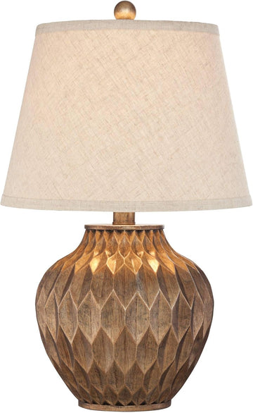 Buckhead Modern Accent Table Lamp 22" High Warm Bronze Brown Sculptural Geometric Textured Urn Taper