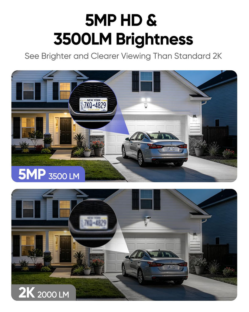 2K Floodlight Camera, 360° PTZ Hardwired Security Cam