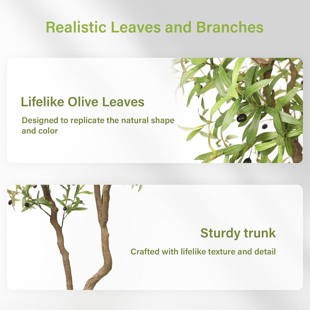 8ft Faux Olive Tree - Realistic Large Olive Trees Artificial Indoor