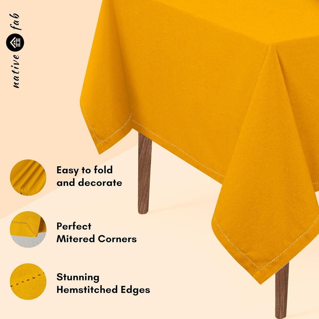Tablecloth 52x70 Inches - 100% Cotton, Durable, Wrinkle-Free, Machine Washable Table Cover, Parties,