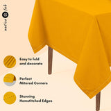 Tablecloth 52x70 Inches - 100% Cotton, Durable, Wrinkle-Free, Machine Washable Table Cover, Parties,