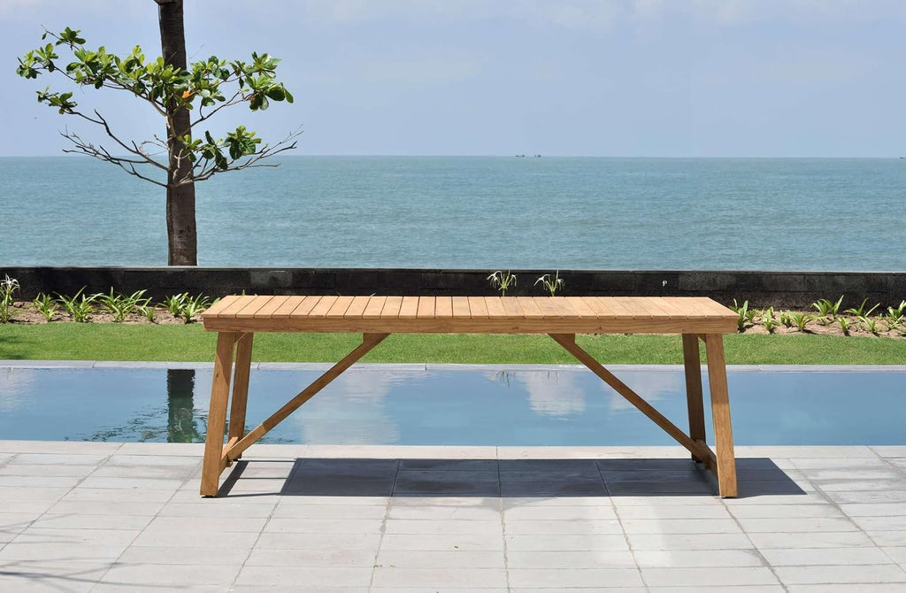 Towson 7-Piece Outdoor Rectangular Dining Table Set | Certified Teak | Ideal for Patio and Indoors