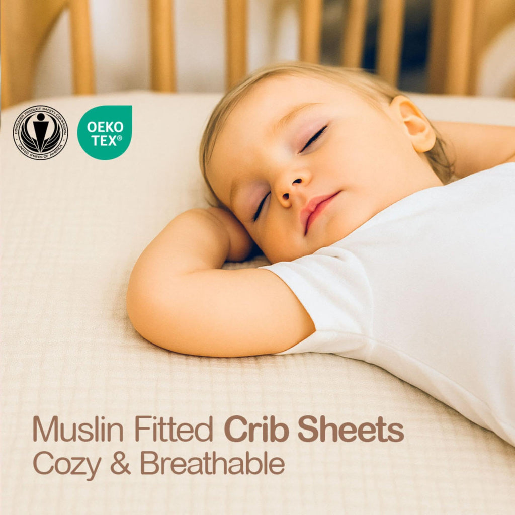 Mre & Moi 2 Pack Muslin Fitted Crib Sheets - 28x52-100% Cotton Bedding