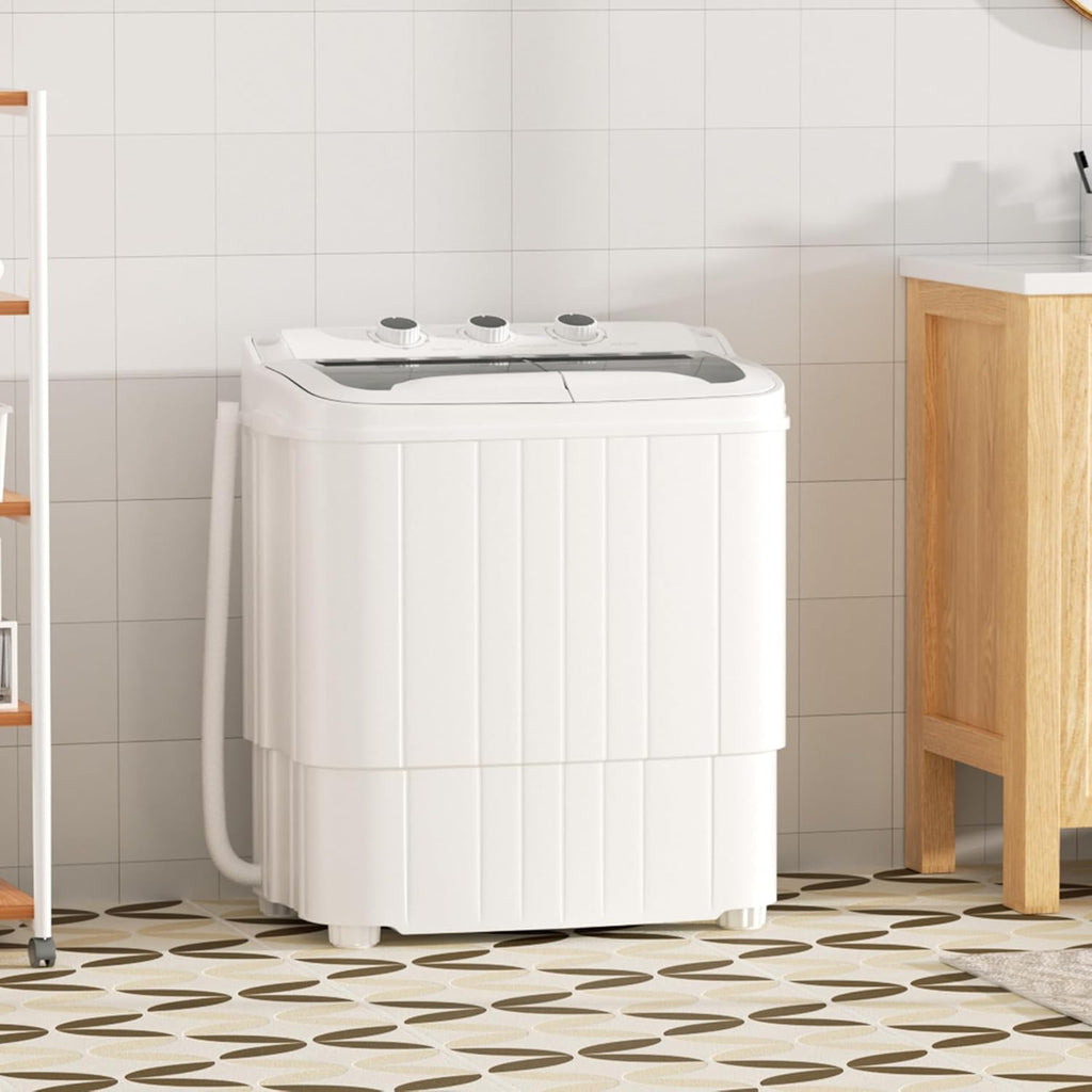 Portable Washing Machine, 16 Lbs Compact Mini Washer and Dryer Combo, Semi-automatic Twin Tub Laundry Washine with