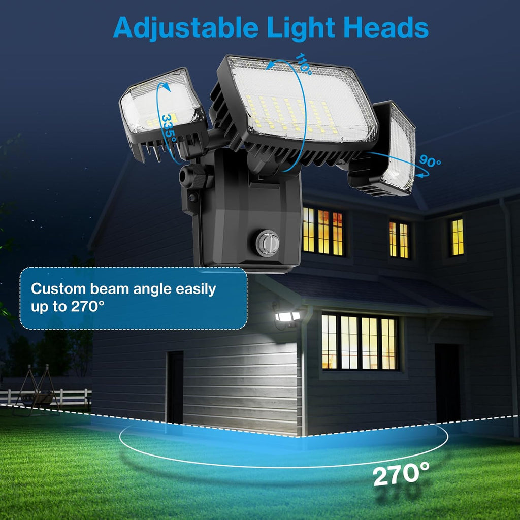 80W Plug in Flood Lights Dusk to Dawn Outdoor Lighting, 8000LM Exterior LED Security Light with Remote, IP65