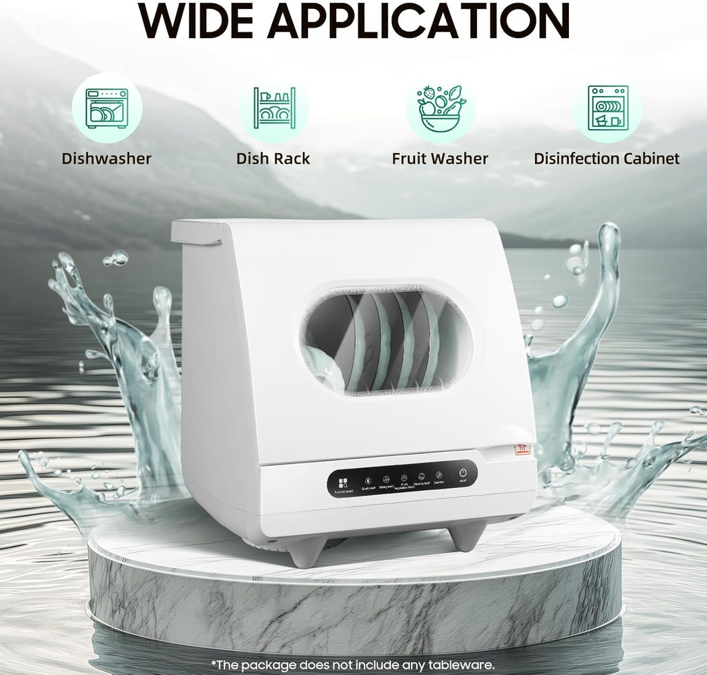 Portable Countertop Dishwasher, Mini Dishwasher Table Top Dishwasher w/5L Built-in Water Tank, 5 Washing Programs