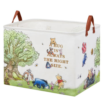 Bear Nursery Decor Storage Basket Foldable With Waterproof PE Coating, Square Large Canvas Laundry Hamper, Diaper Bag