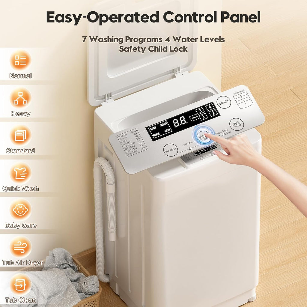 Portable Washer and Dryer Combo Set, 18 lbs Fully Automatic Washing Machine, 1.5CuFt Portable Dryers, Compact Washer