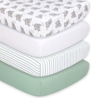 4-Pack Fitted Crib Sheet Set - Super Soft & Breathable Baby Girl or Boy Crib Sheets, Nursery Decor, Fit for Standard