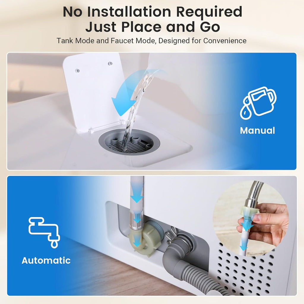 WiFi Countertop Portable Mini Dishwasher, Smart 9 Programs,167℉ High-Temp, Hot Air Drying, Air Refresh, 360° 3 Spray