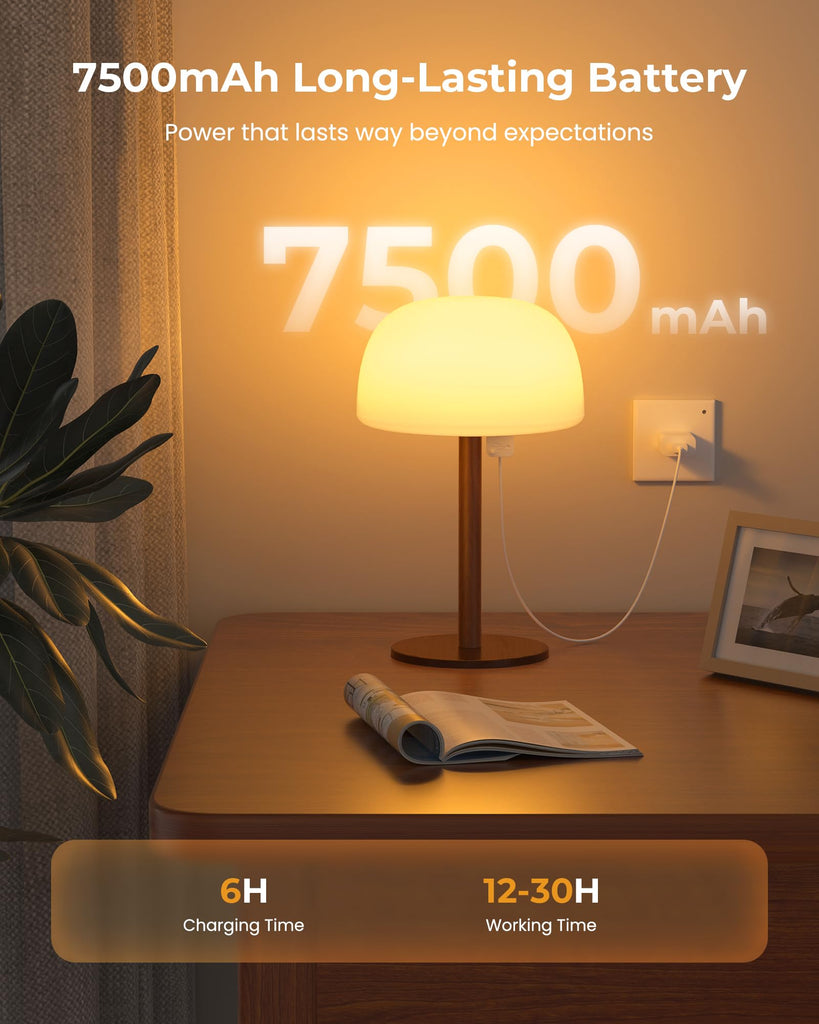 Shower Lamp Waterproof, Cordless IP65 Shower Lights for Inside Shower, 7500mAh Rechargeable Battery, 3 White Tones &