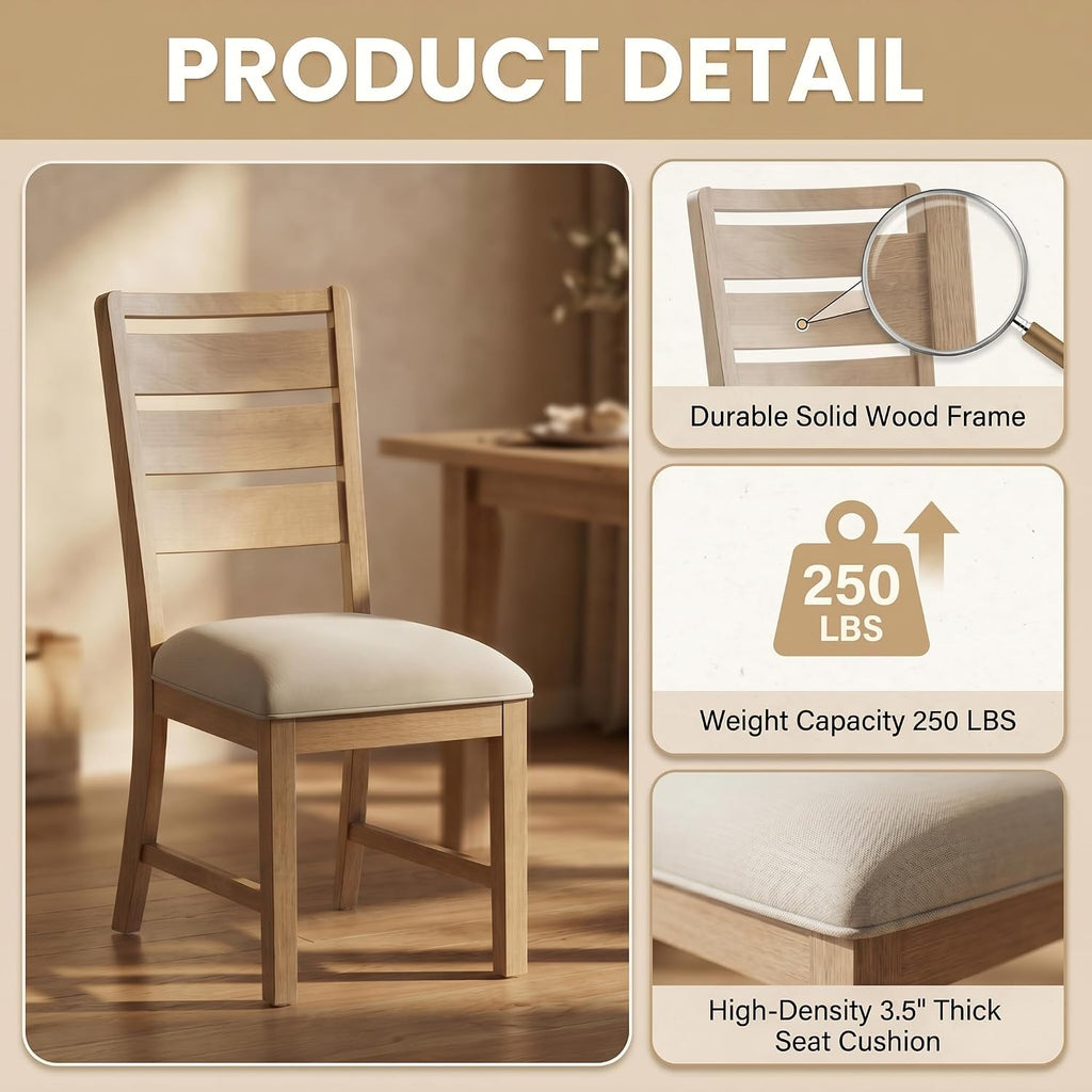 Modern Dining Chairs Set of 4, Breathable Fabric Kitchen Chairs with High-Resilience Cotton Padding, Ergonomic Solid