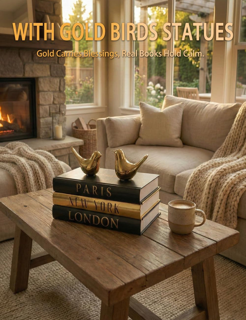 Decorative Books Decor & Coffee Table Book Decor - Set of 3 Real Hardcover Decorative Books (Paris, London, New York)