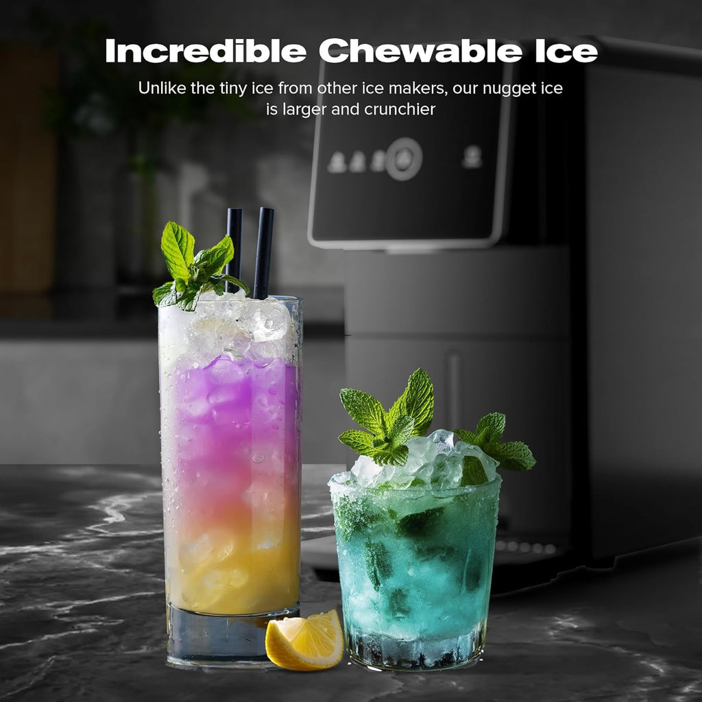 Countertop Nugget Ice Maker, 33LBS/24H, Soft Chewable Ice, One-Click, One-Touch Automatic Ice Dispensing