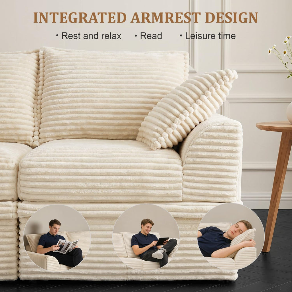 Upgrade Boneless Couch with Storage, Extra Deep&High Seat Modular Sectional Sofa 5 Seater U Shaped Couch with