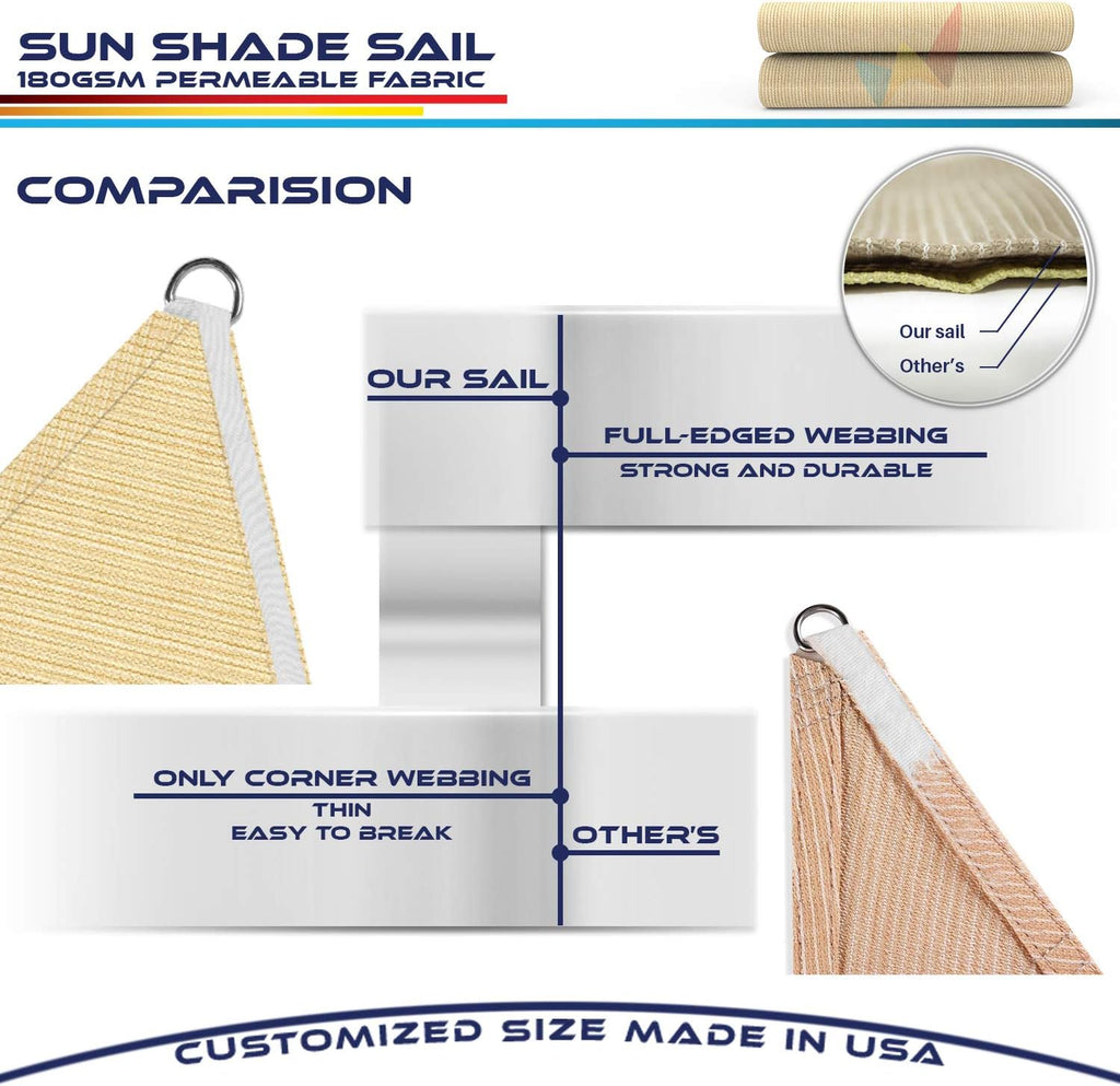11' x 11' x 11' Sun Shade Sail Equilateral Triangle Outdoor Canopy Cover with Hardware Kit UV Block for Backyard