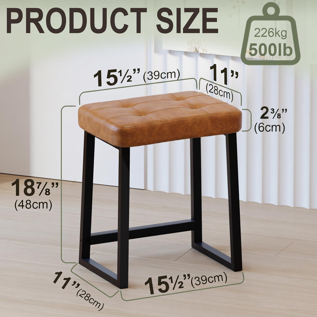 Vanity Bar Stool Chair, Makeup Stool Counter Height Stools, Small Ottoman Footrest s, Leather &Metal Legs with