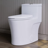 Elongated One-Piece Toilet with Dual Flush, ADA Comfort Height, Skirted Design, Matte White Finish