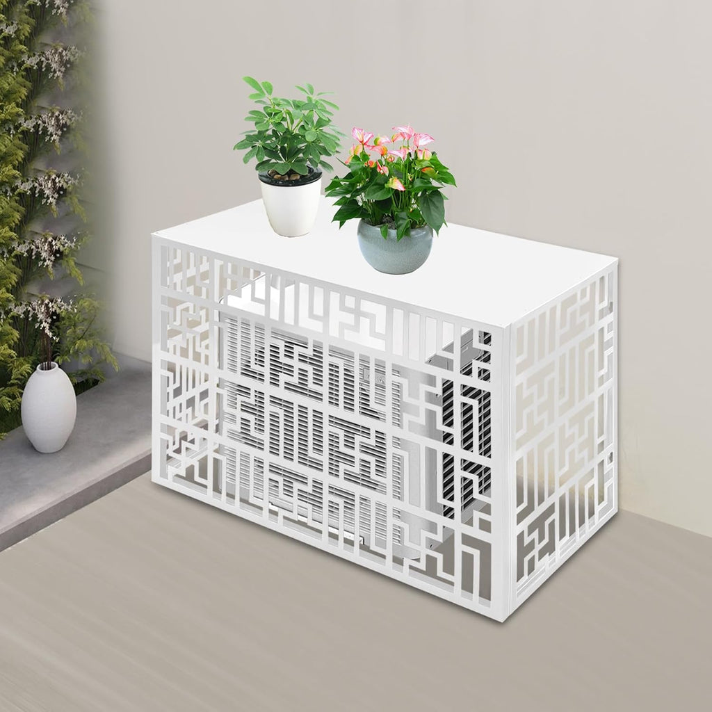 Air Conditioner Fence, White Aluminum Alloy Outdoor Privacy Screens, Air Conditioner Screen Panels for AC Unit