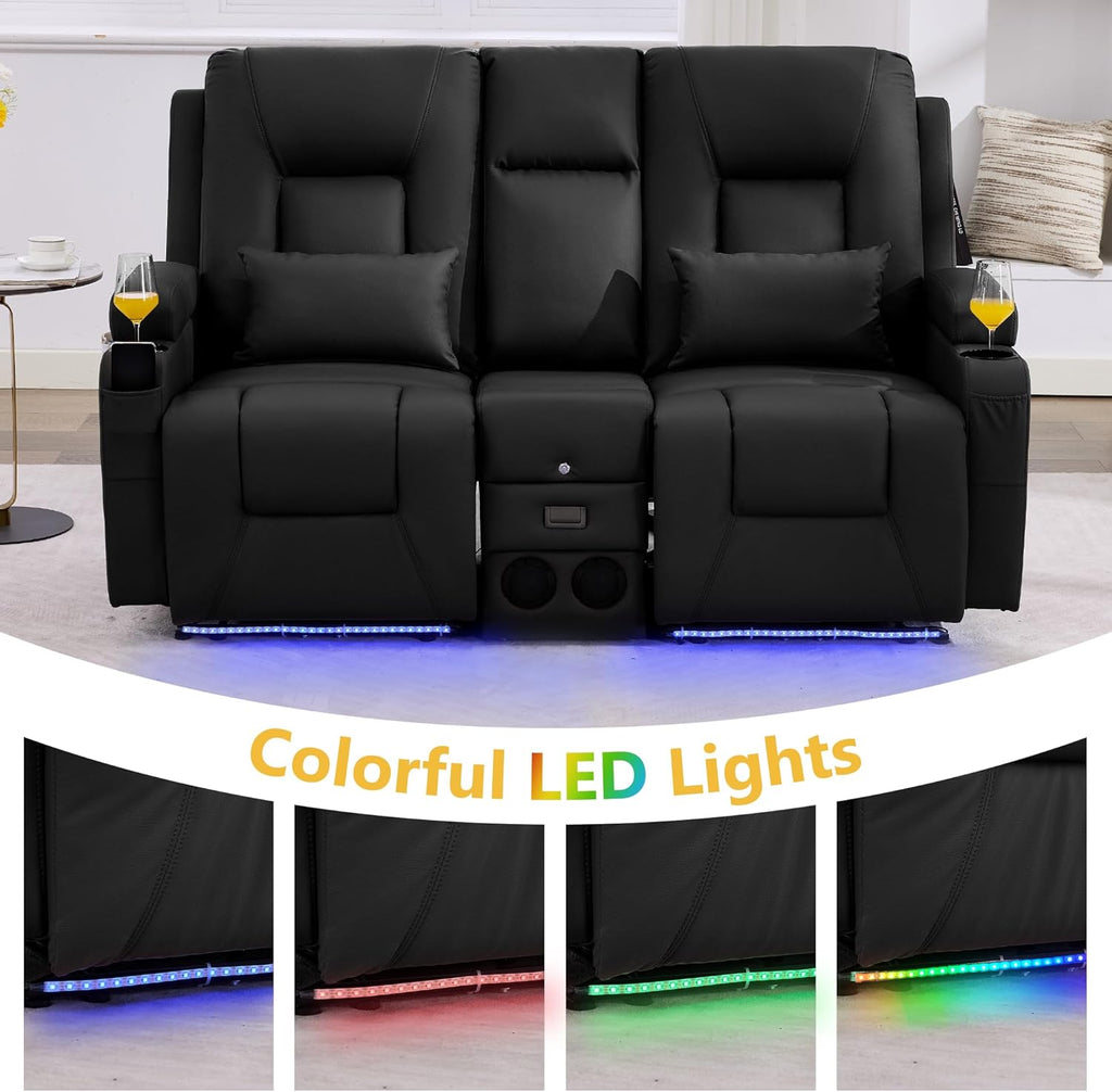 Power Loveseat Recliner Sofa with Console, Wall Hugger RV Reclining Couch