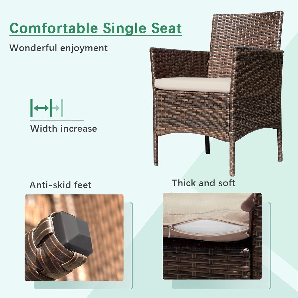 Patio Furniture 4 Pieces Conversation Sets Outdoor Wicker Rattan Chairs Garden Backyard Balcony Porch Poolside