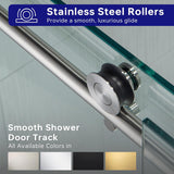 Frameless Sliding Shower, 56"-60" Width, 76" Height, 3/8" (10 mm) Clear Tempered Glass, Brushed Nickel Finish