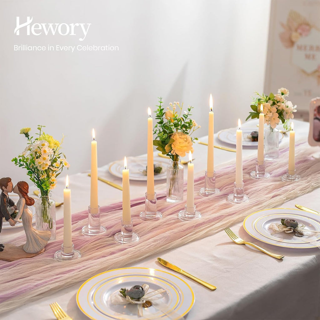 Clear Taper Candle Holders Bulk: 9PCS Glass Candlestick Holders | For 0.86" Taper Candles, 3 Sizes, Candle Sticks