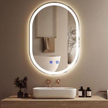 24"x32" LED Bathroom Mirrors with Lights, Anti-Fog, Dimmable, Frameless LED Bathroom Mirror Backlit + Front Lit, Wall