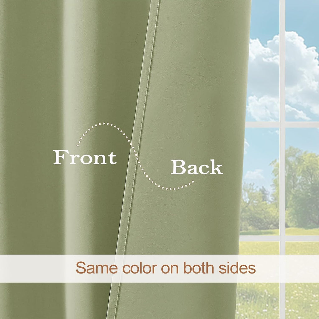 Sage Green Valance for Windows, Small Blackout Kitchen Valance Curtain, Dual Rod Pocket Thermal Insulated Short