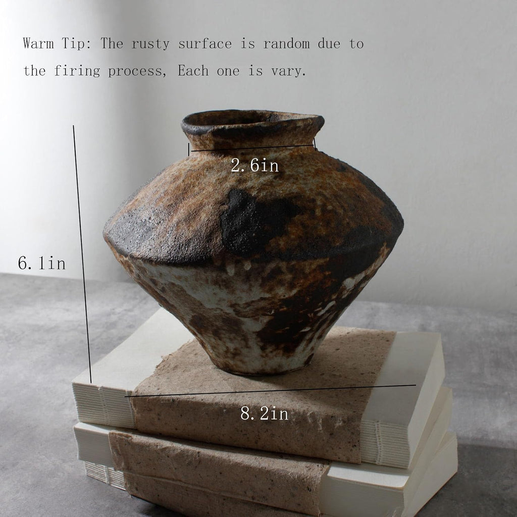 Rusty Ceramic Vase, Wabi Sabi Decorative Pottery Flower Vase