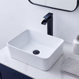 Rectangular Vessel Sink, 16"X12" Small Bowl Bathroom Vessel Sink, White Ceramic Lavatory Above Counter Art Basin Vanity Sink A131-B0B87NHVRW