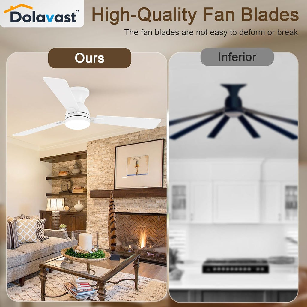 Ceiling Fans with Lights and Remote, 52 Inch Ceiling Fan with Light, Low Profile Reversible Ceiling Fans